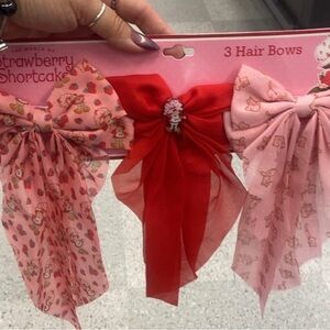 Kids Hair Bows - Red and Pink Set